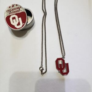 Oklahoma Sooners Red and Silver Necklace